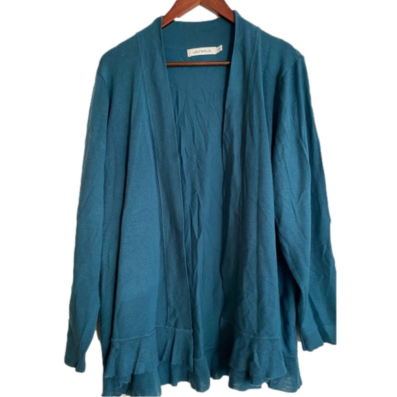𝅺LAURA Plus Size 2X Pretty Green Open Cardigan - Picture 1 of 2